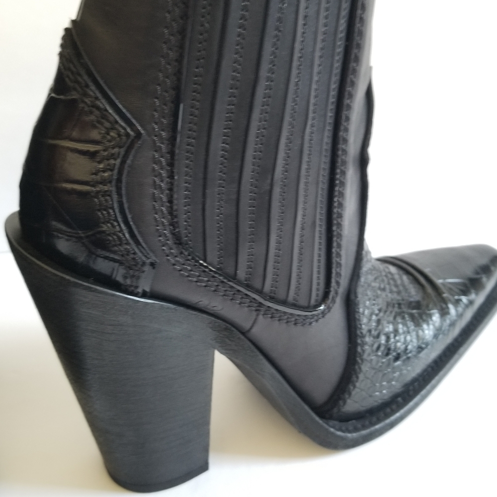 Dsquared2 Leather Cowboy Black Boots Size EU 39 - Picture 9 of 11